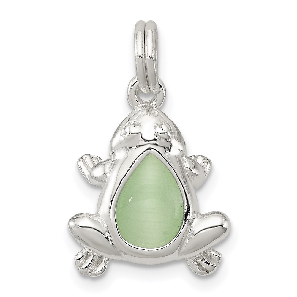 925 Sterling Silver Green Cats Eye Frog Bracelet Or Necklace Charm